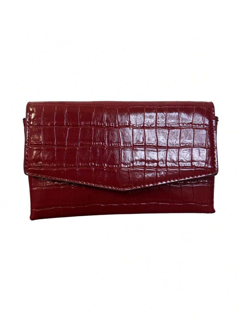 Mango Croc-Embossed in Red /Burgundy Gold Chain Strap 8”4.5” bag/ clutch